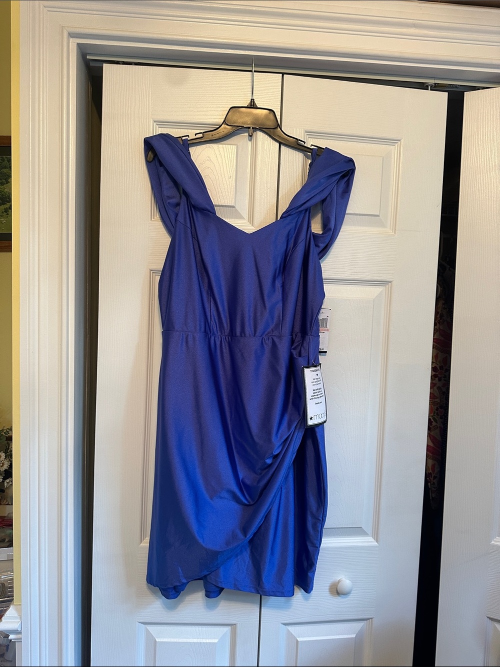 City Studio Cobalt Blue Draped Cocktail Dress